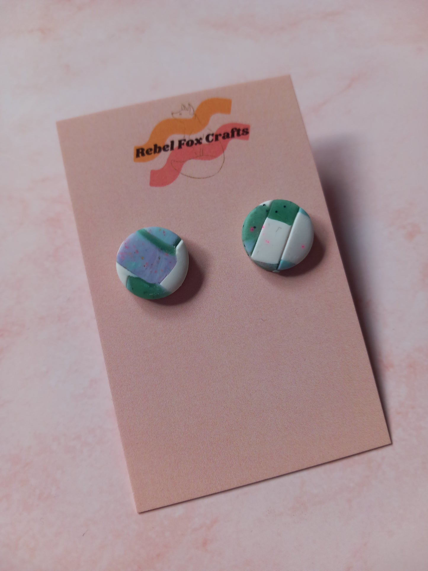 Spring Mint Checkerboard Studs