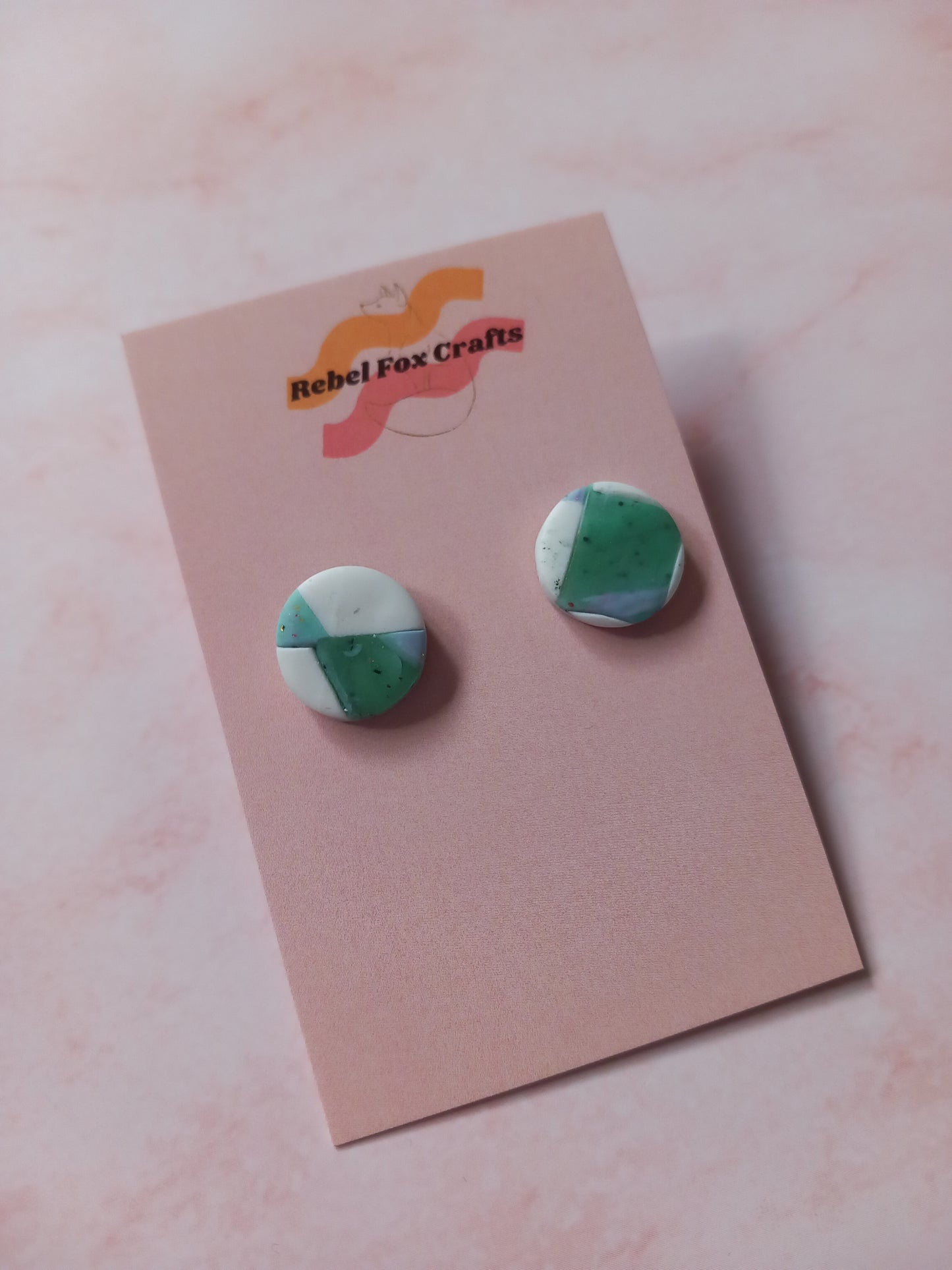 Spring Mint Checkerboard Studs