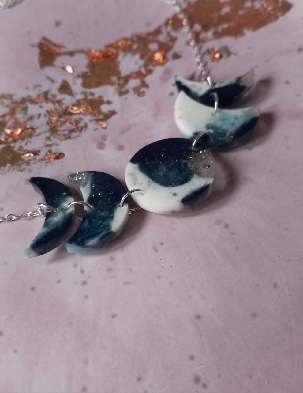 Moon Phase Silver Necklace
