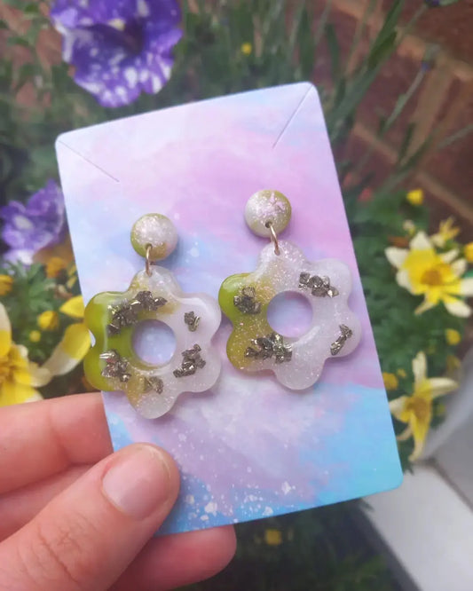 Stone Shard Spring Flowers Earrings