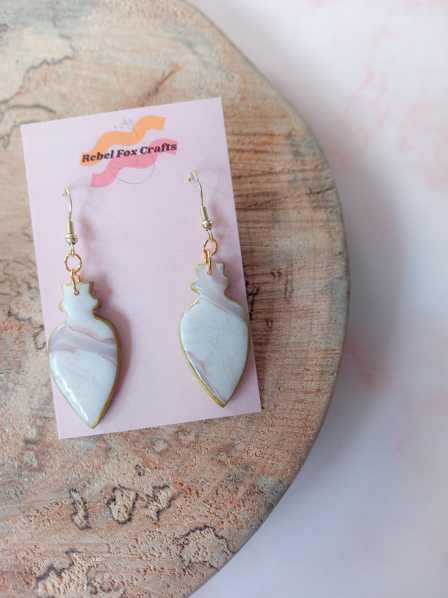 Faux Agate Marble Clay Potion Bottle Earrings