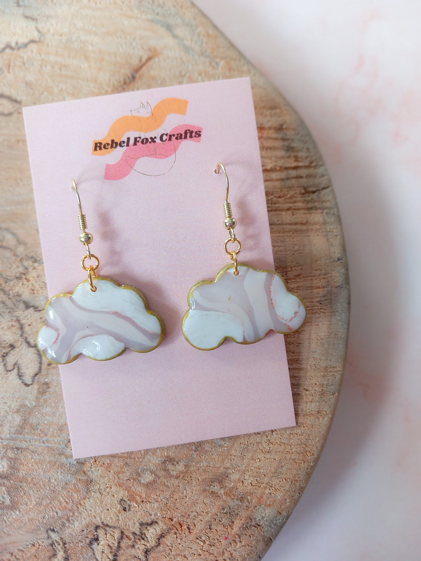 Faux Agate Marble Clay Cloud Earrings