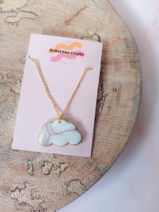 Faux Agate Marble Clay Cloud Necklace