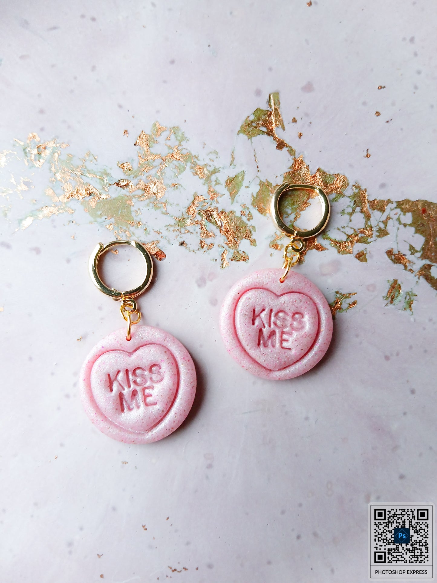 Kiss Me 'Love Hearts' Huggie Hoops