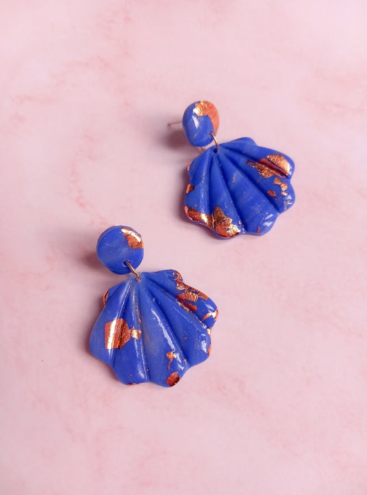 Blue Shell Clay Earrings