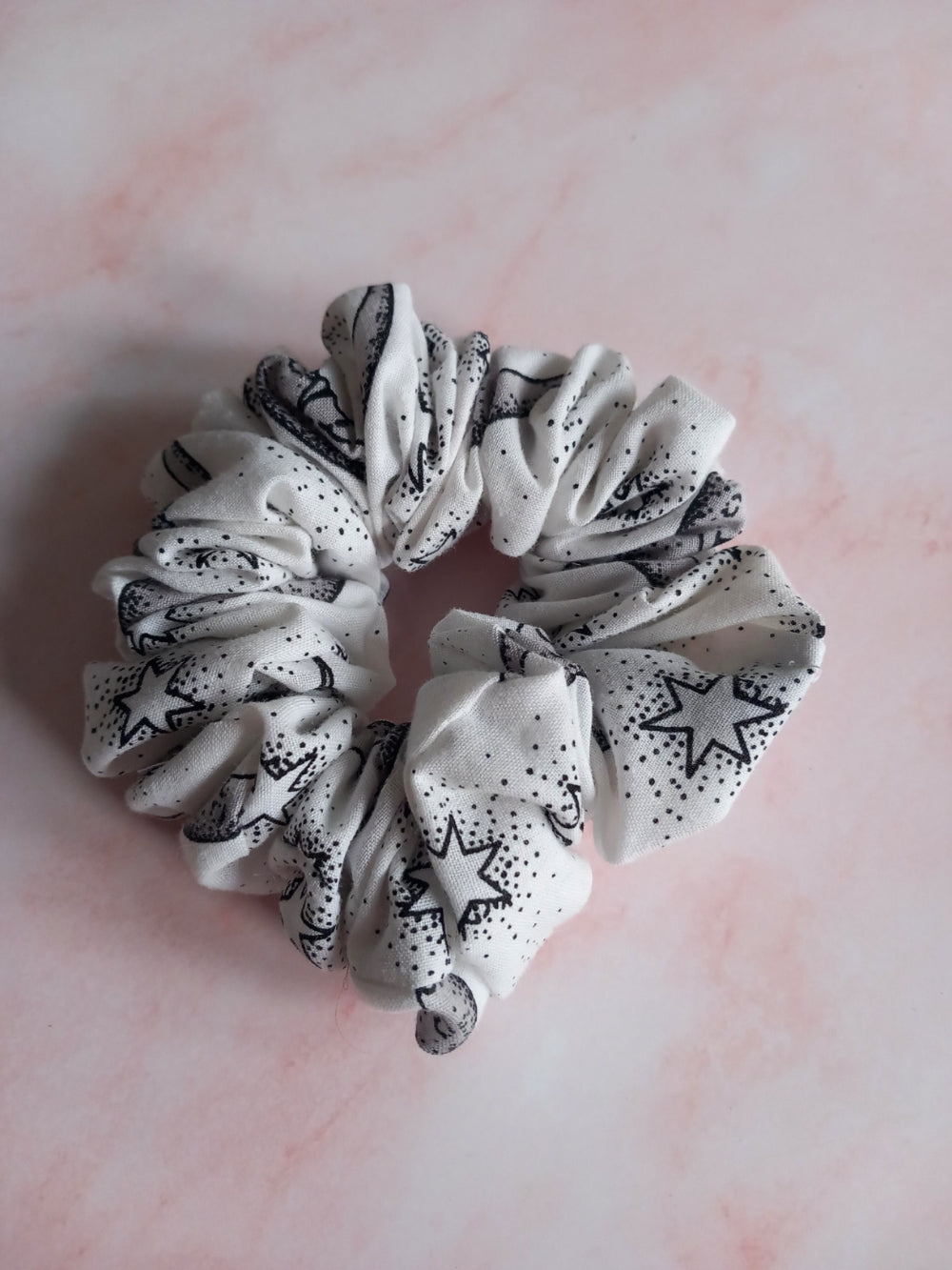 Celestial Moon & Star Handmade Small Scrunchie