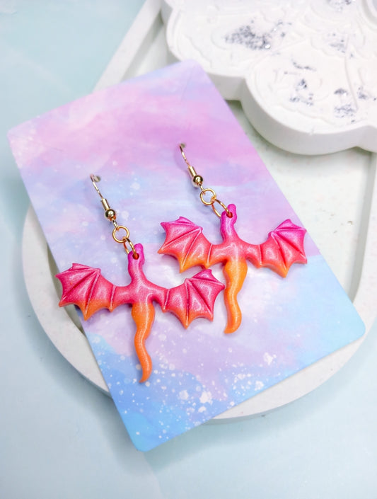 Dragons in Ombre Clay Earrings