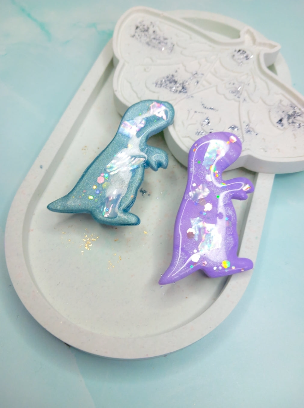 Dinosaur T-Rex Mother of Pearl Clay Hair Clip