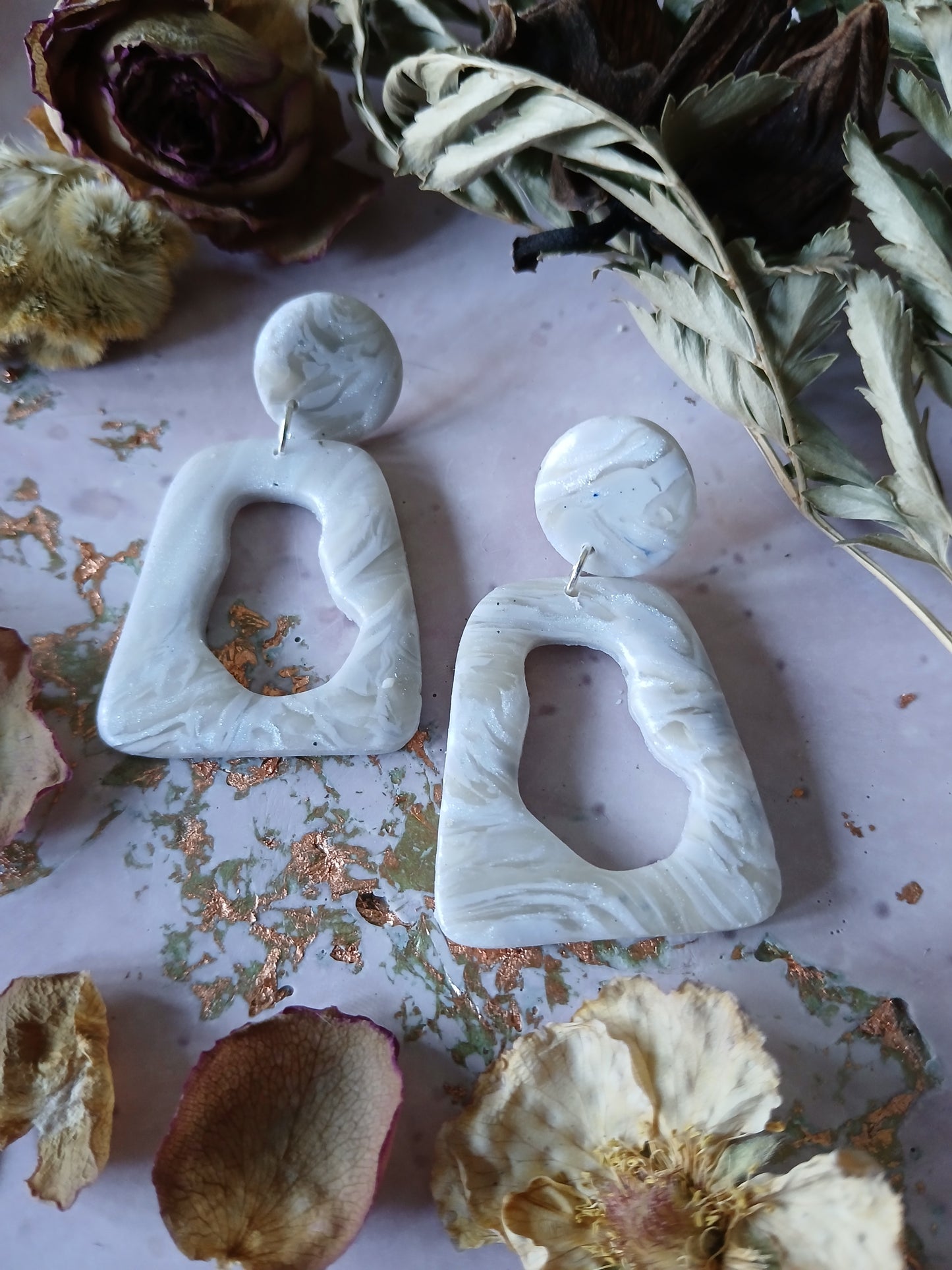 Abstract Stone Effect Marble Earrings