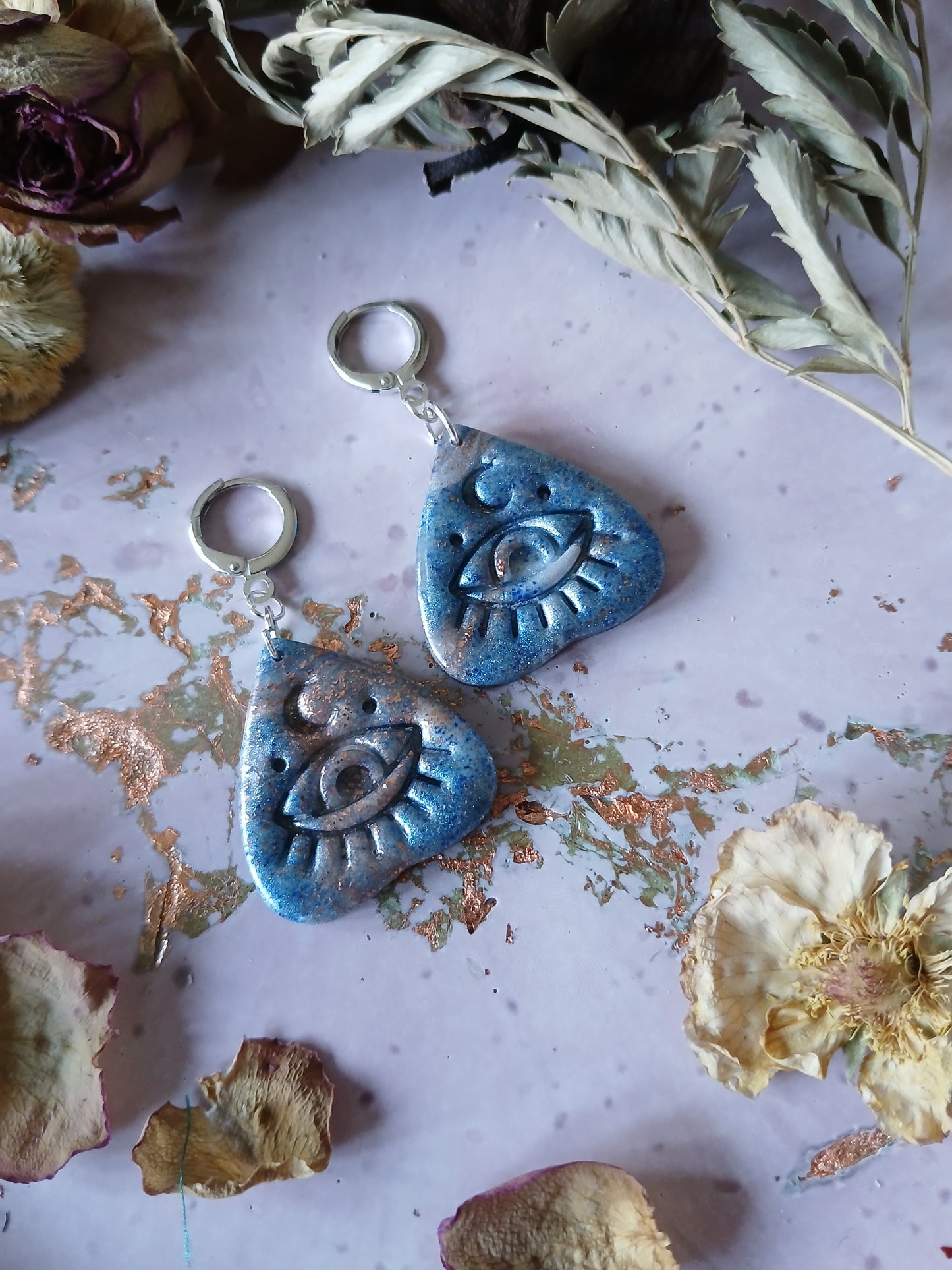 Celestial Planchettee Evil Eye Earrings