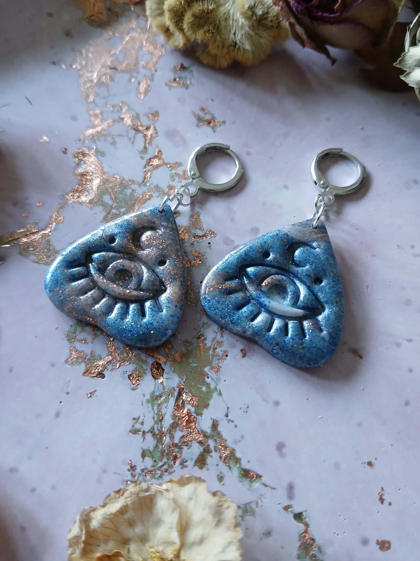 Celestial Planchettee Evil Eye Earrings
