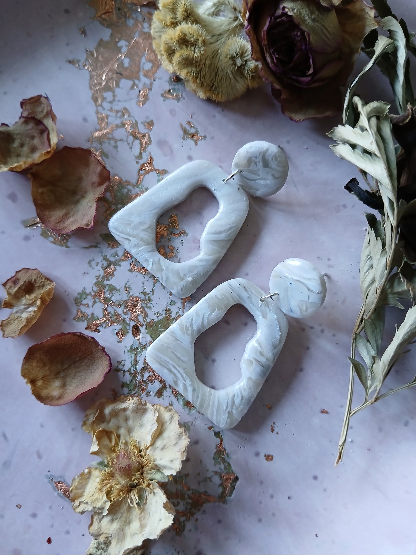 Abstract Stone Effect Marble Earrings