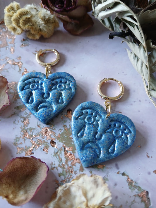 Crying Hearts Blue Shimmer Earrings