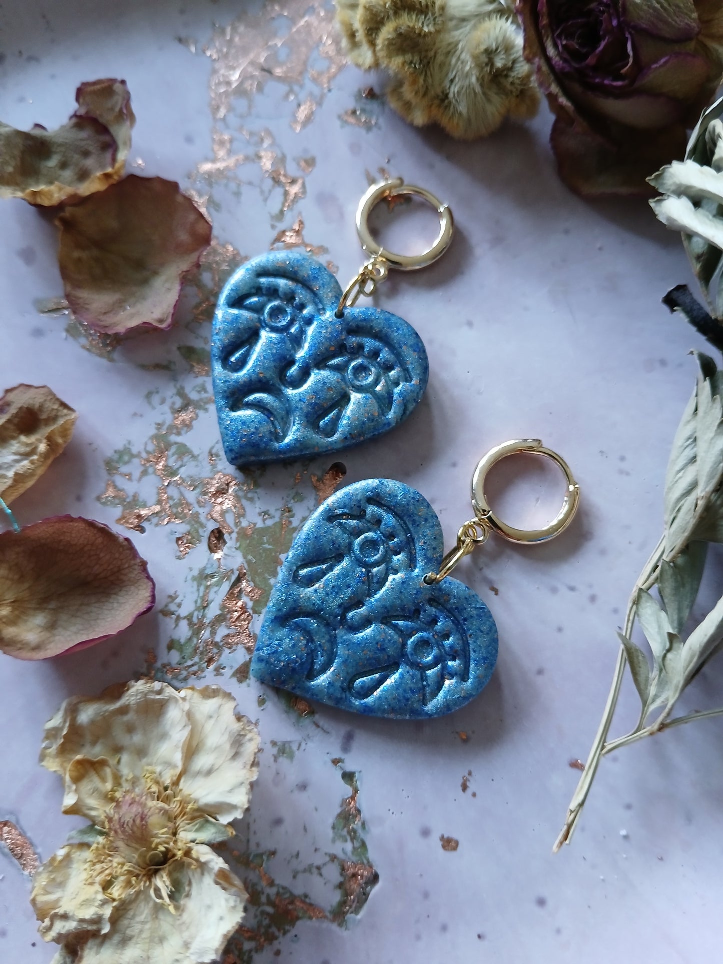 Crying Hearts Blue Shimmer Earrings