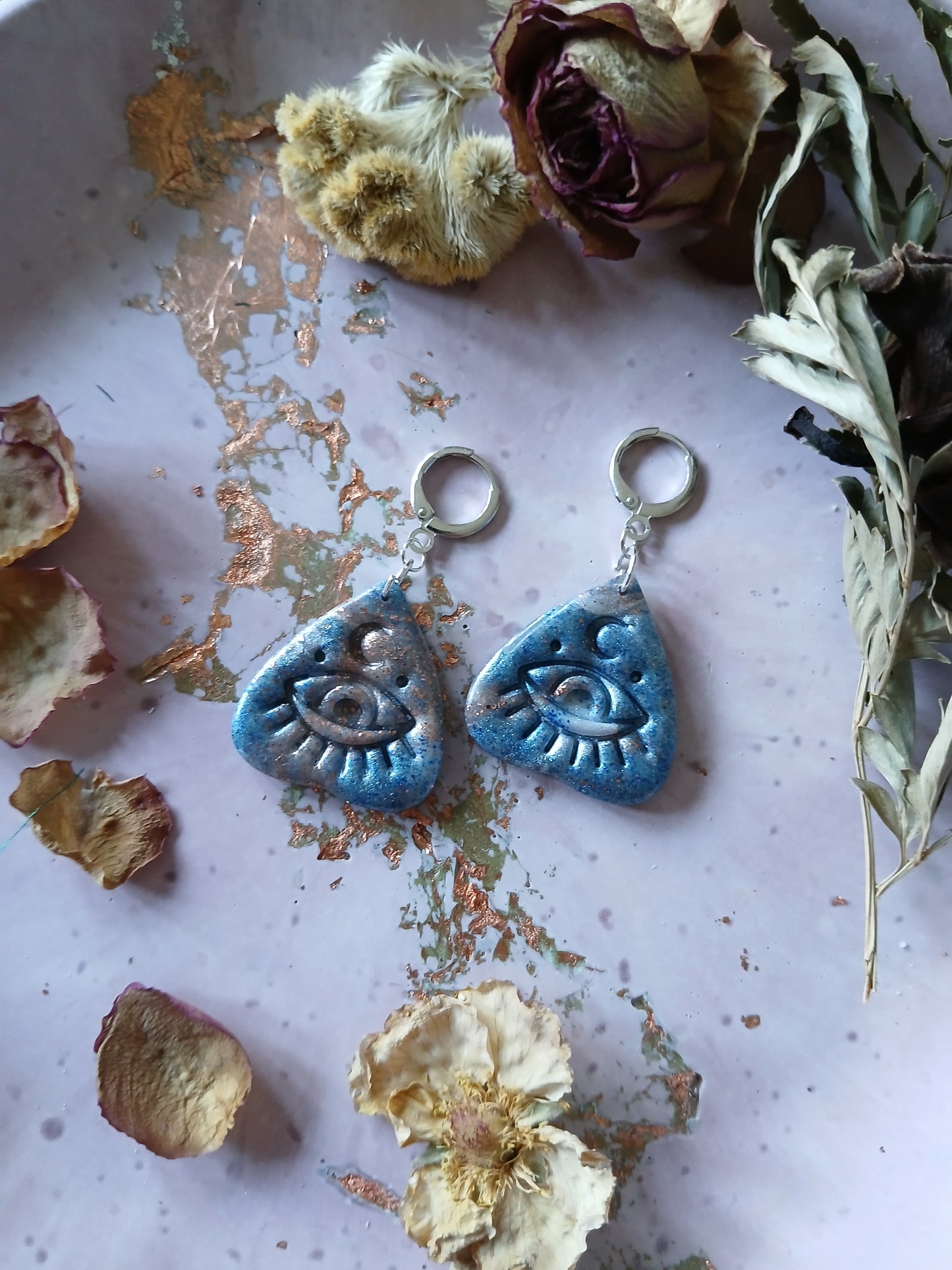 Celestial Planchettee Evil Eye Earrings