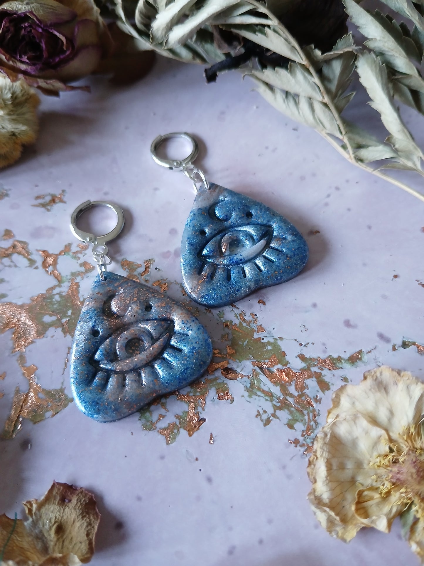 Celestial Planchettee Evil Eye Earrings