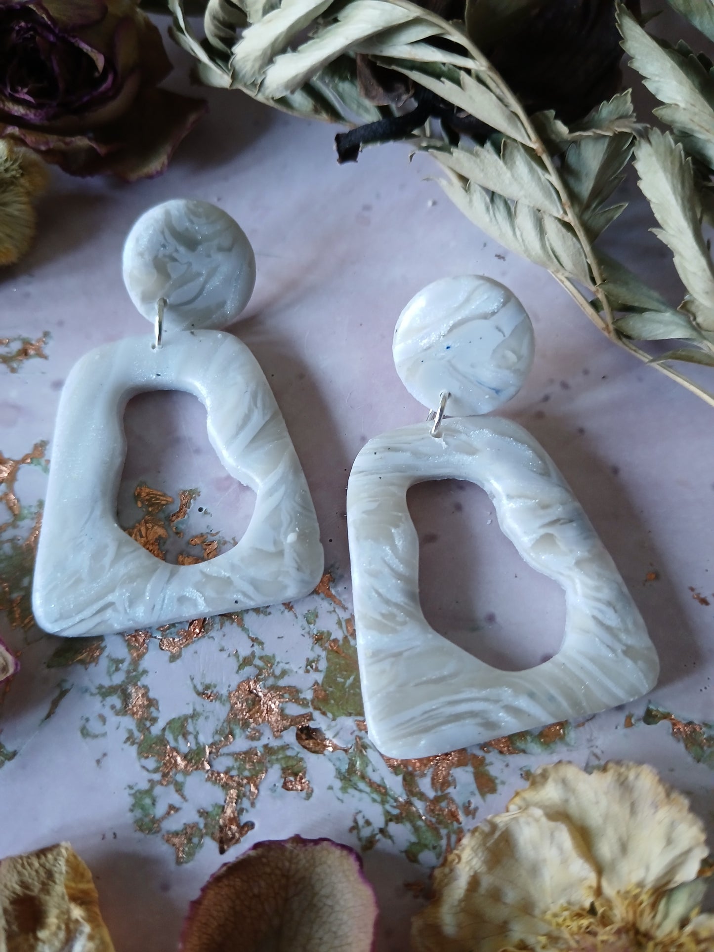 Abstract Stone Effect Marble Earrings