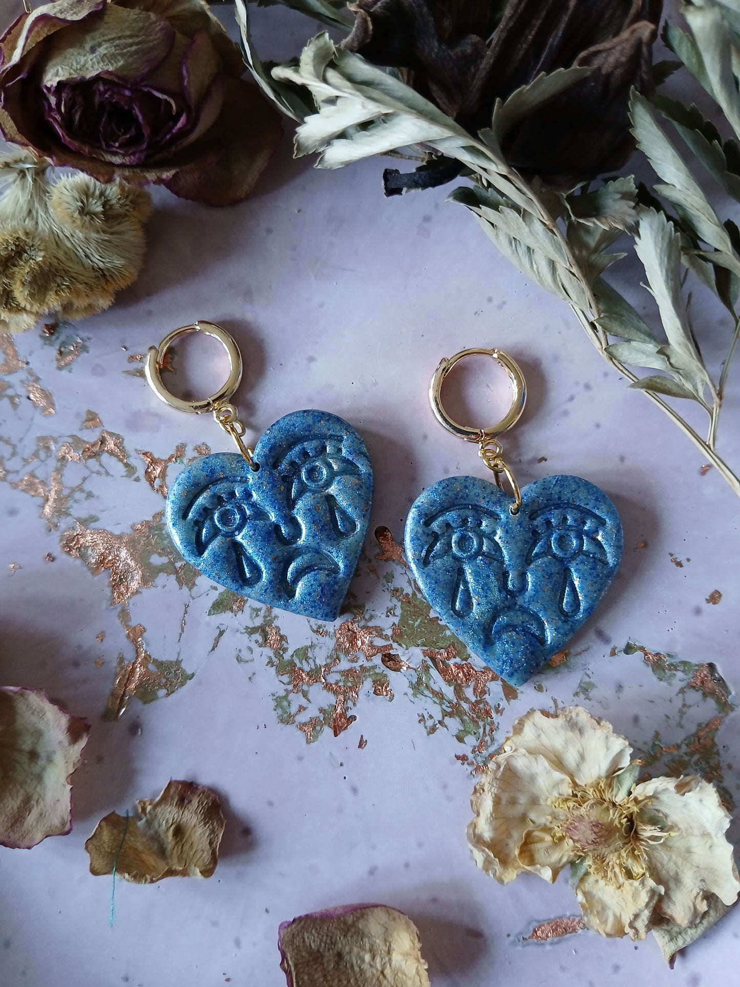 Crying Hearts Blue Shimmer Earrings