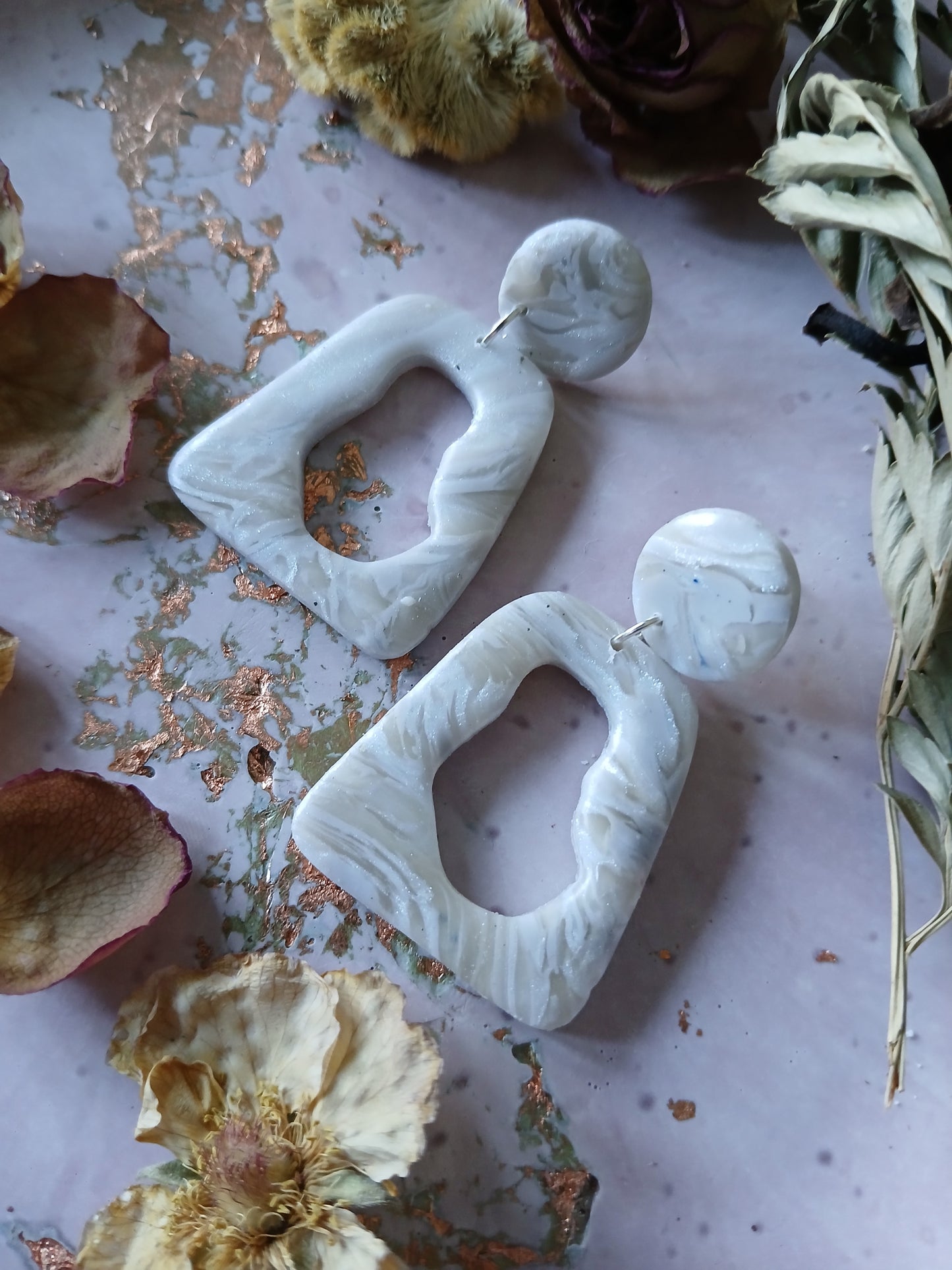 Abstract Stone Effect Marble Earrings