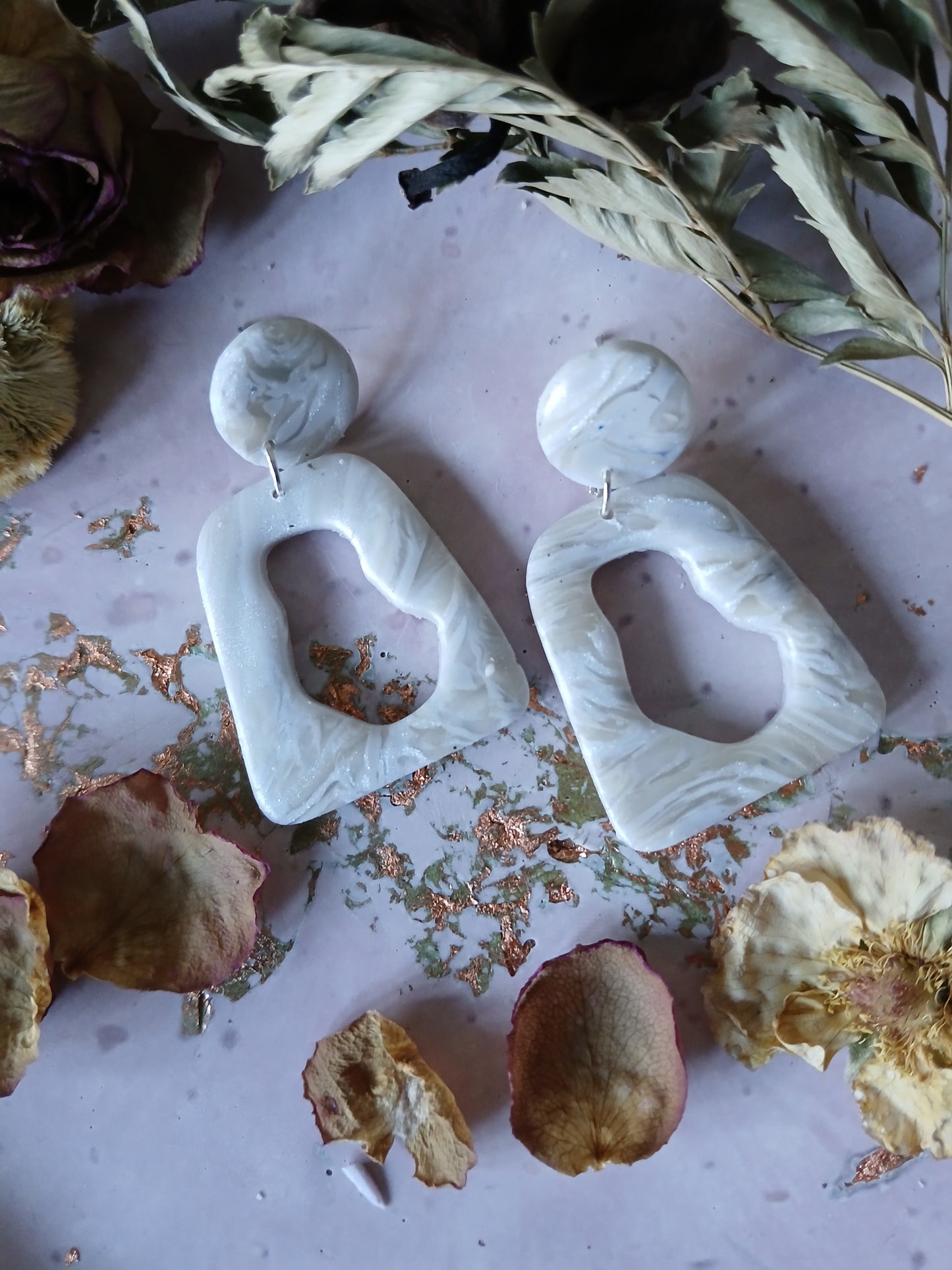 Abstract Stone Effect Marble Earrings