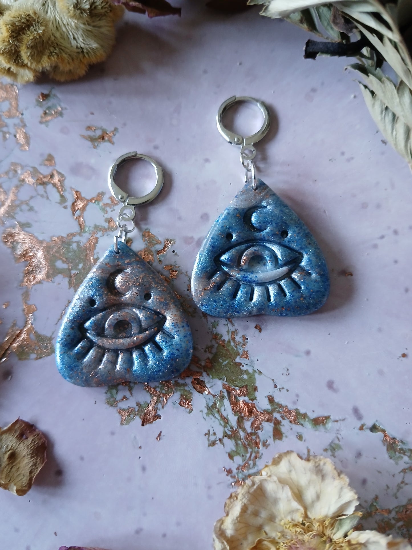 Celestial Planchettee Evil Eye Earrings