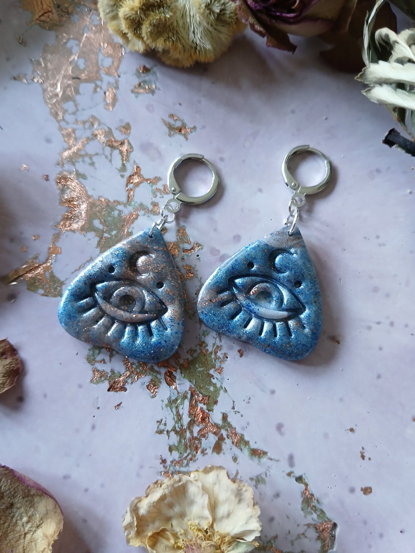 Celestial Planchettee Evil Eye Earrings