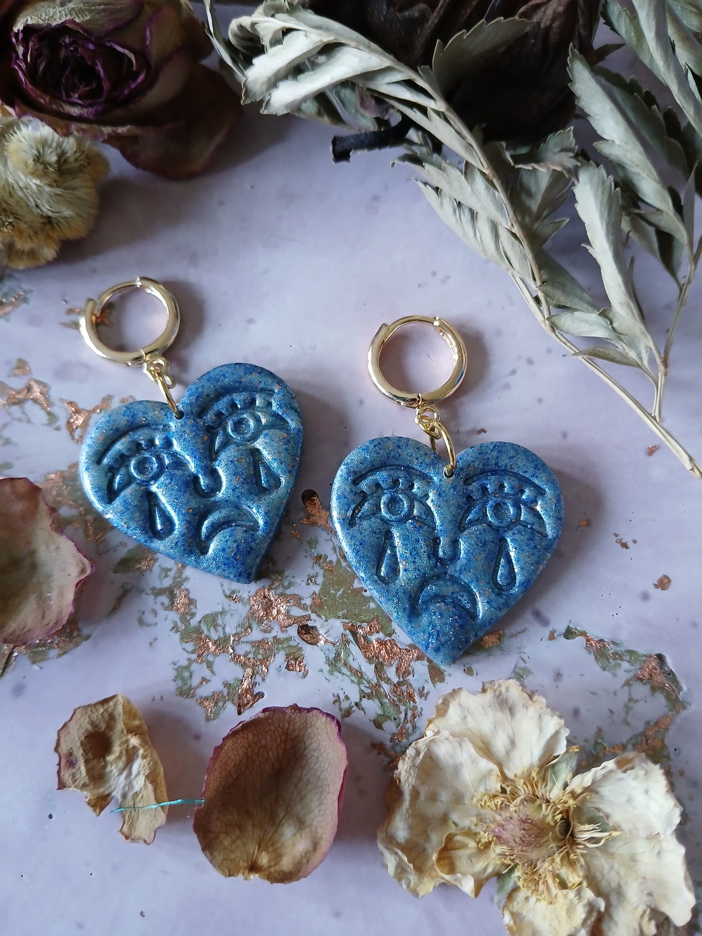 Crying Hearts Blue Shimmer Earrings