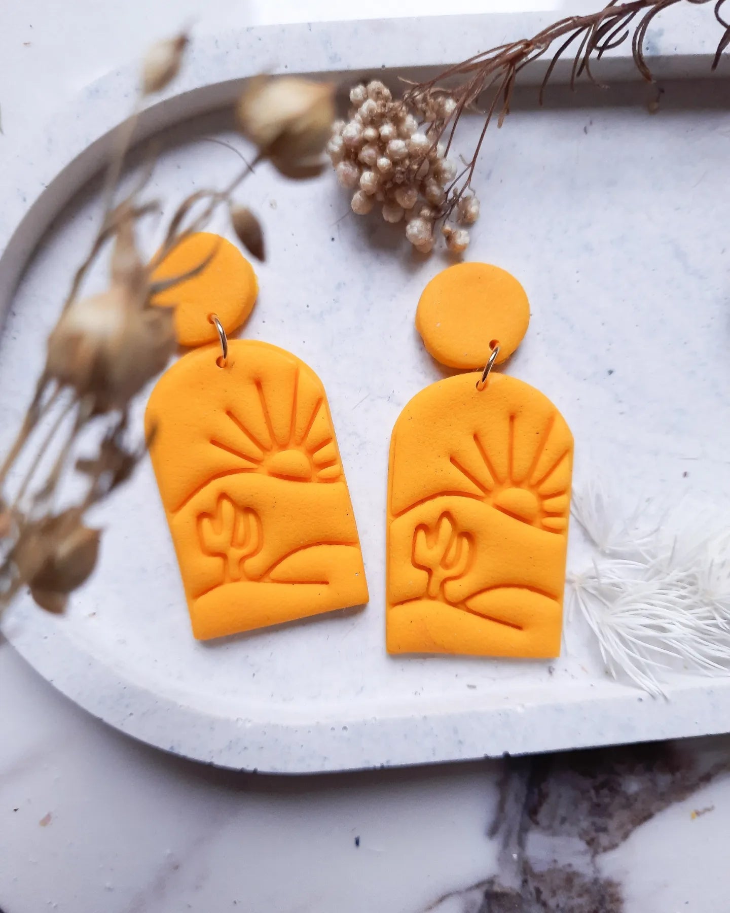 Sahara Sun Yellow Polymerclay Earrings