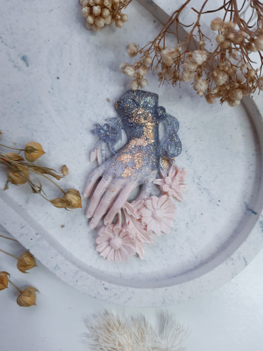 Vintage-Style Floral Hand Resin Brooch