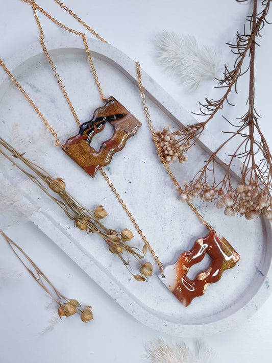 Art Deco Wavy Rectangle Polymerclay Necklace