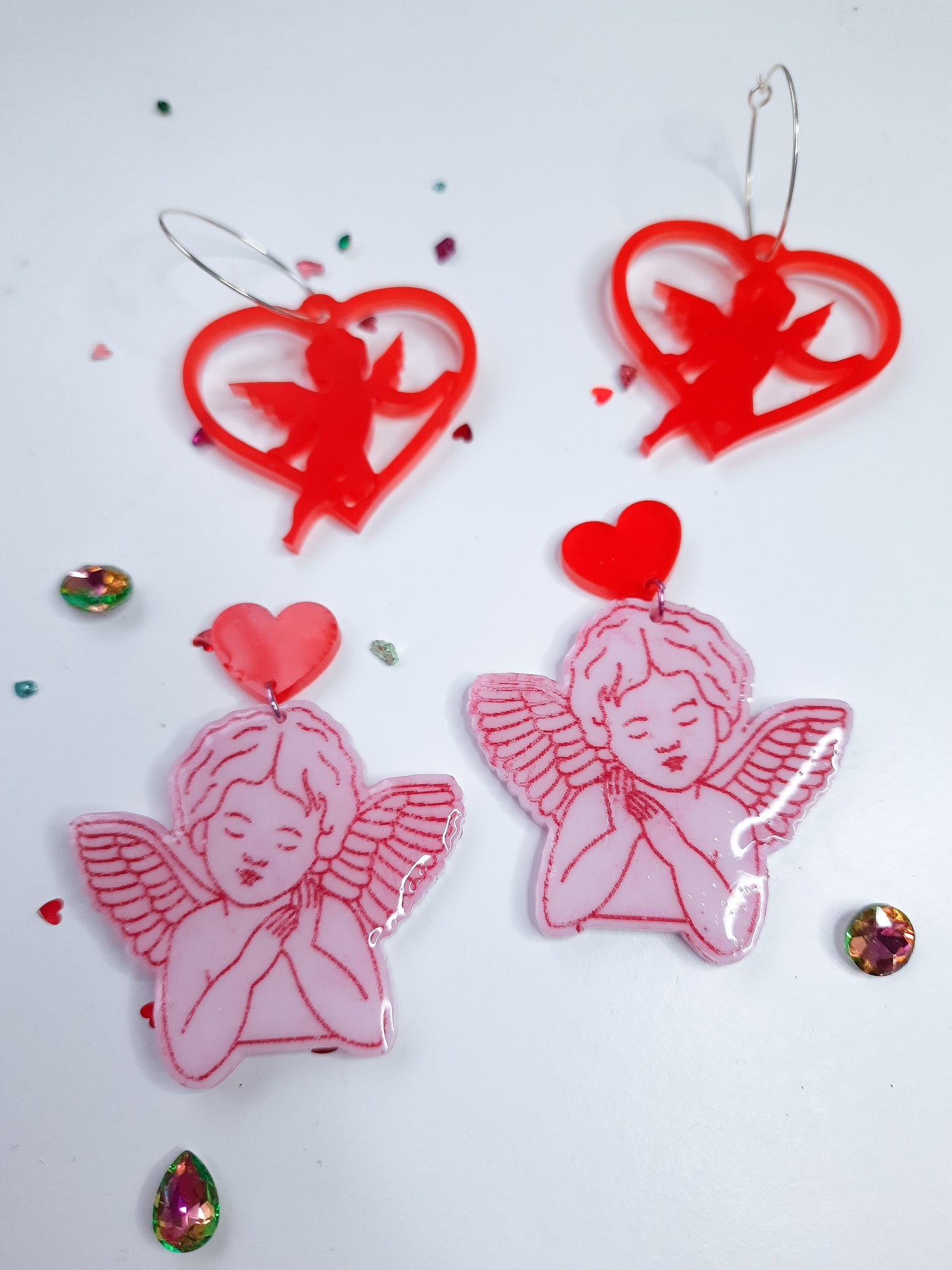 Stupid Cupid Kitsch Resin Heart Earrings