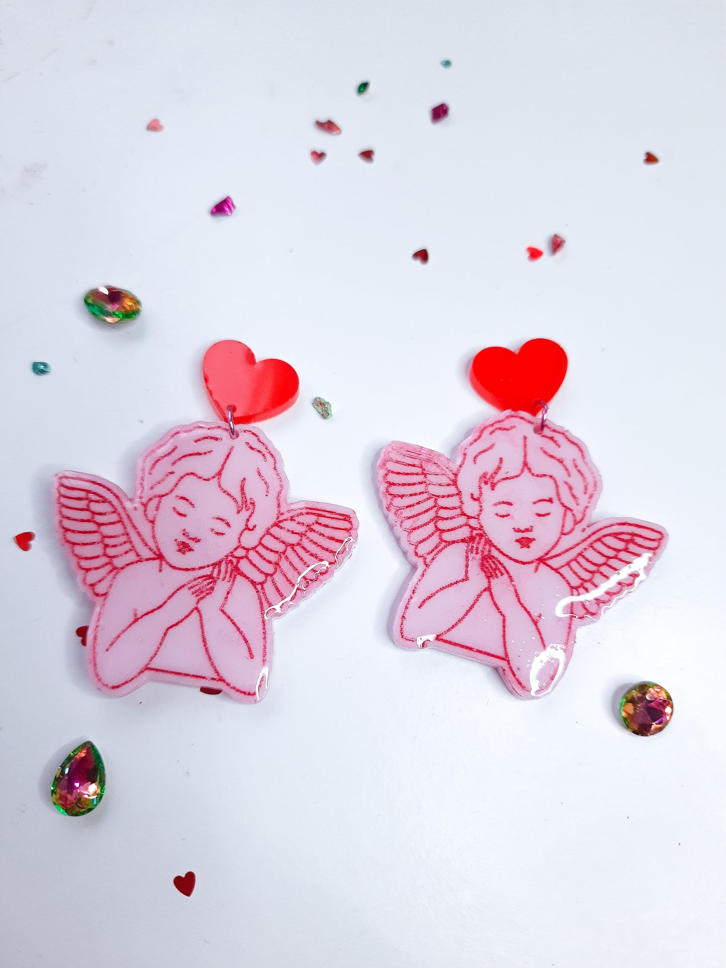 Stupid Cupid Kitsch Resin Heart Earrings