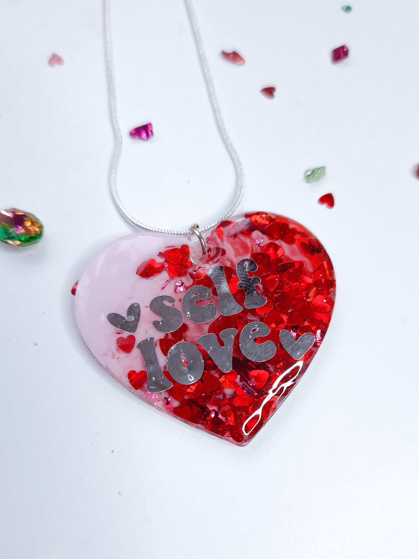 Self Love Chunky Resin Pendant Necklace