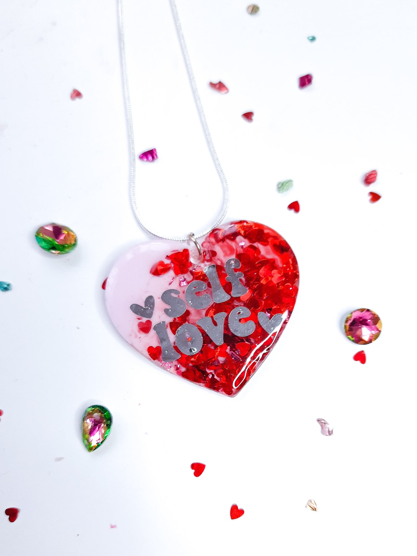 Self Love Chunky Resin Pendant Necklace