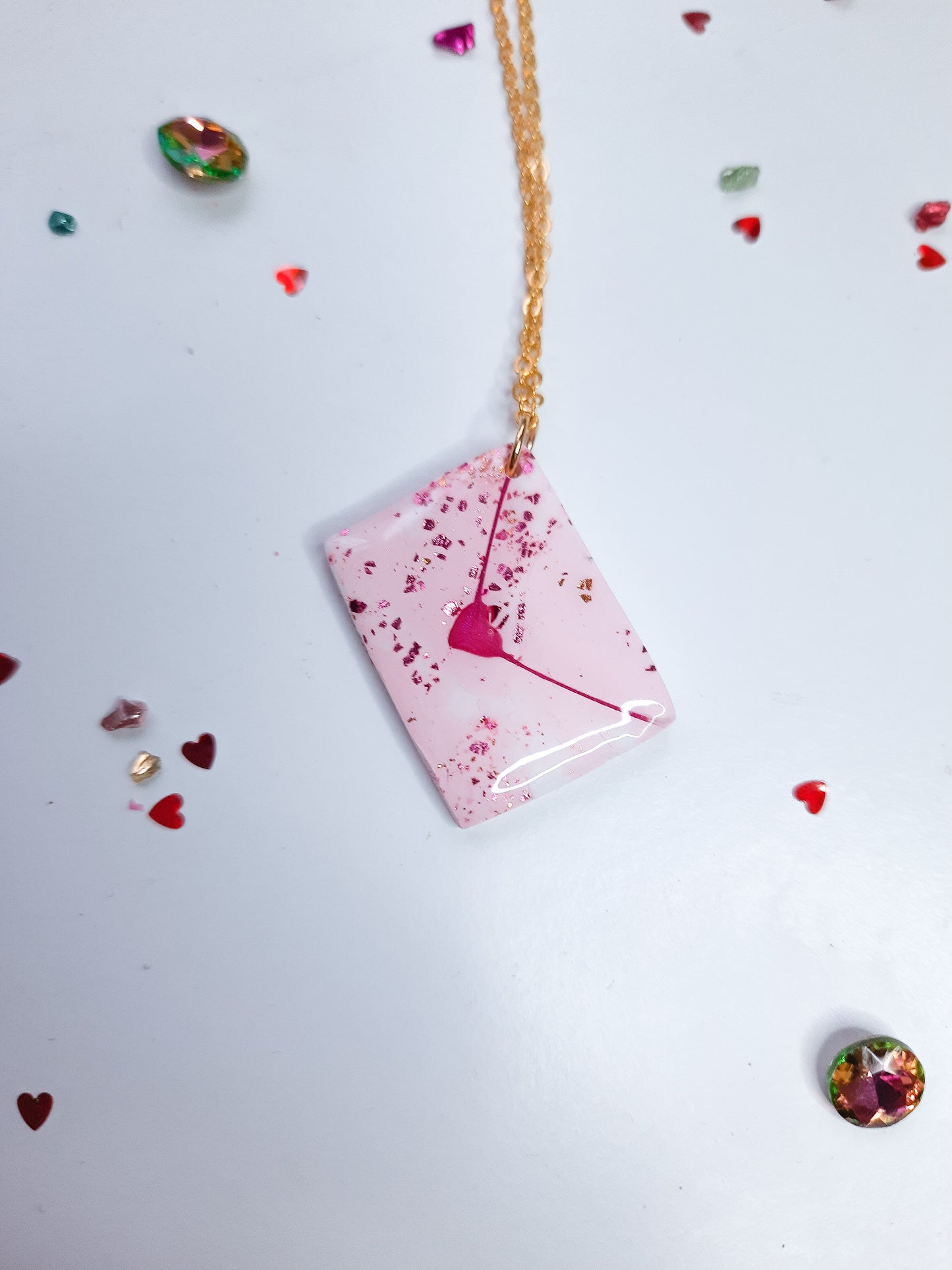 Love Letter Polymer Clay Resin Necklace