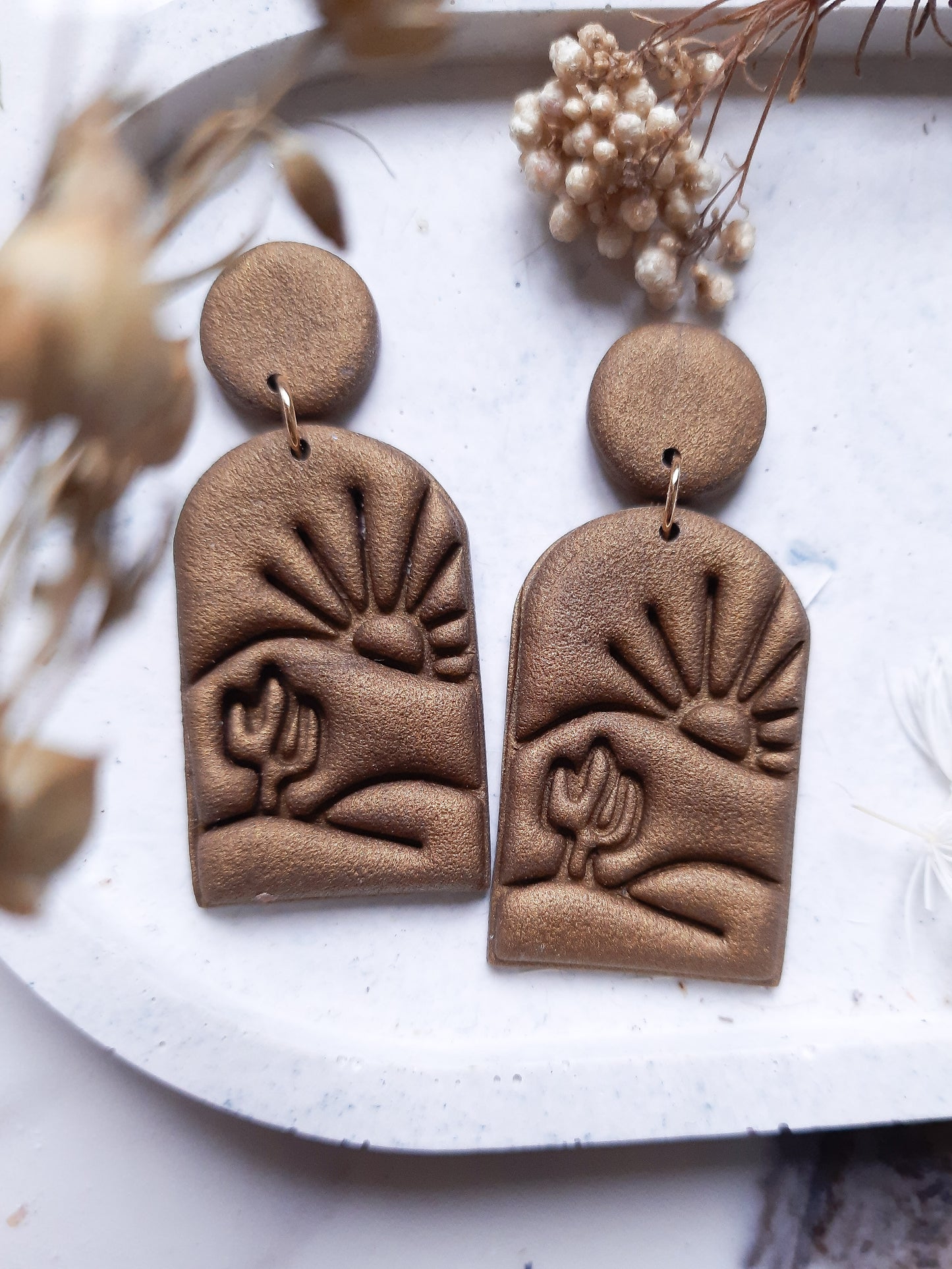 Sahara Metallic Bronze Polymerclay Earrings