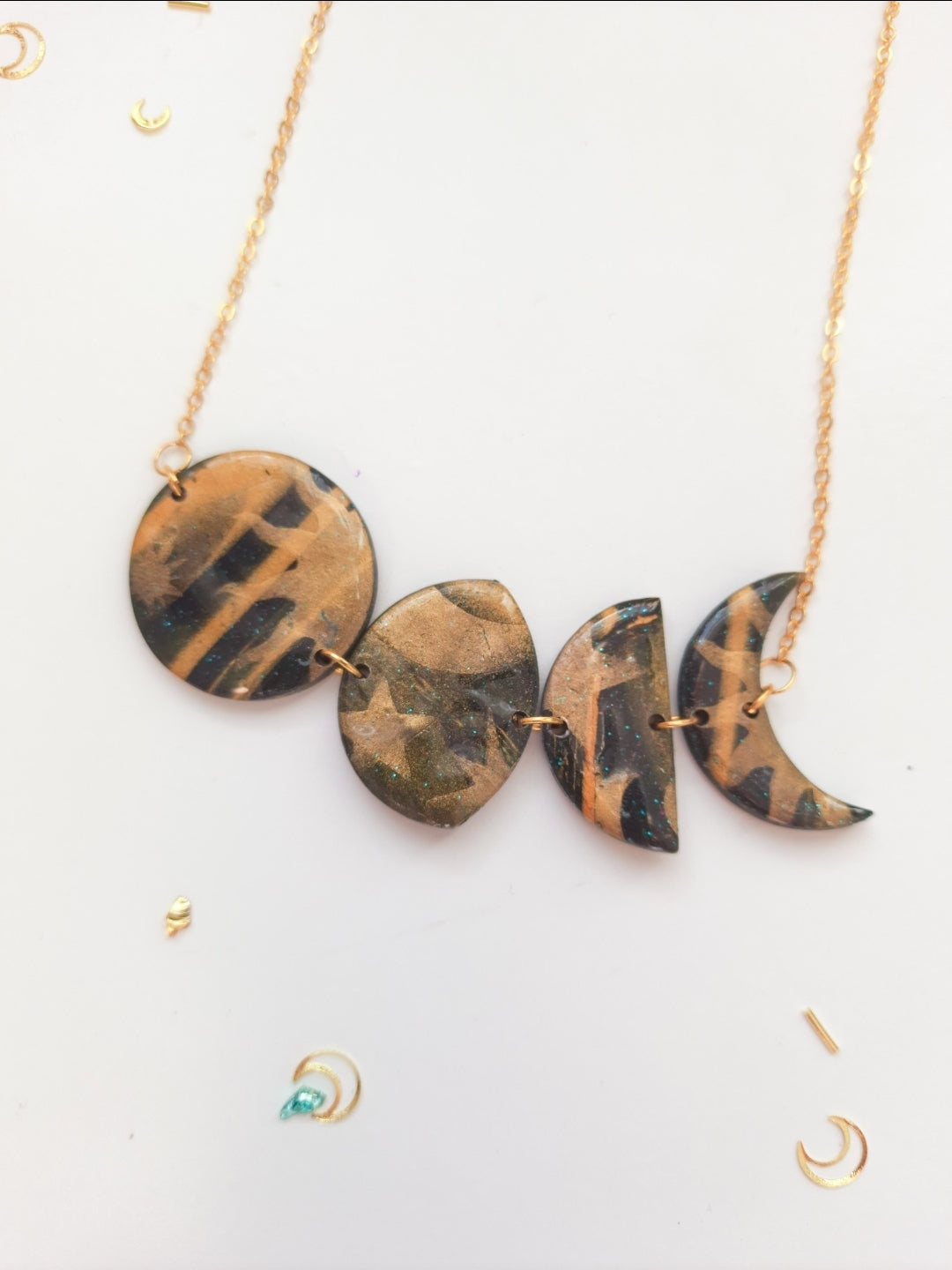 Celestial Moon Phase Clay Necklace