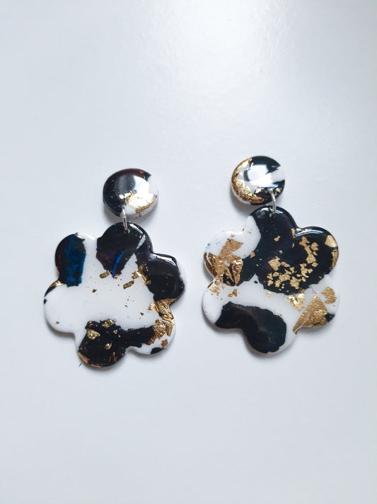 Cow Print Daisy Earrings