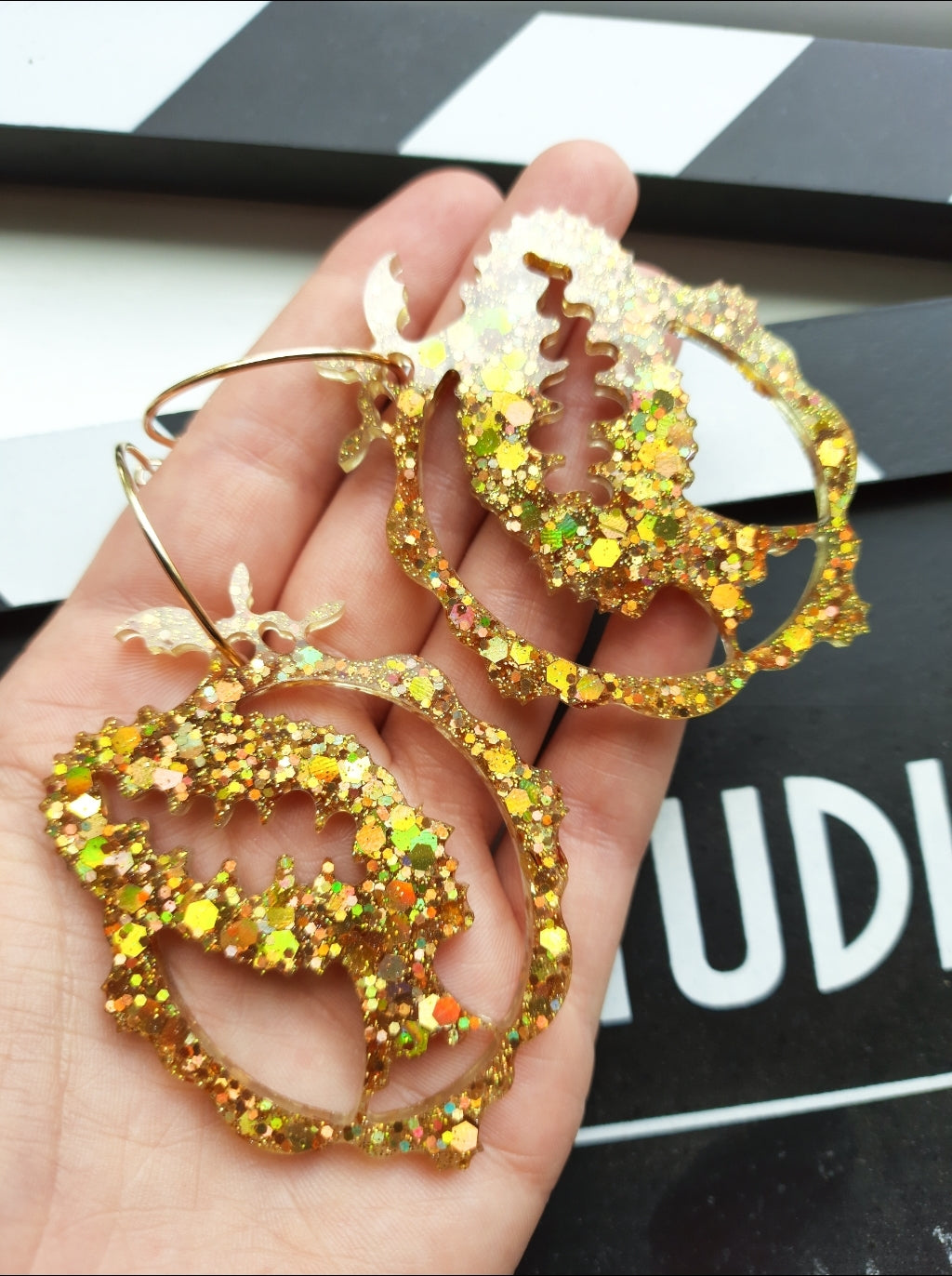 Frankenstein's Bride Gold Gothic Cameo Earrings