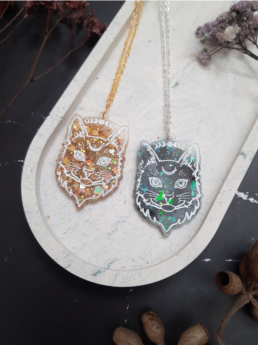 Celestial Kitty Resin Necklace