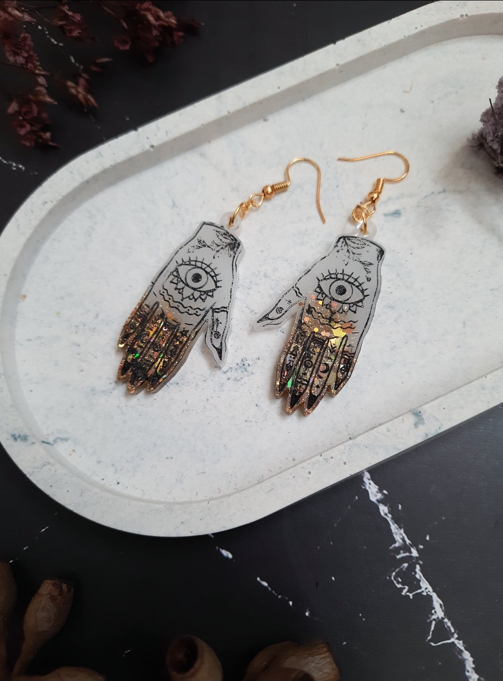Palmistry Hands Resin Earrings