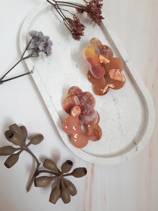 Pumpkin Spice Daisy Link Polymer Clay Earrings