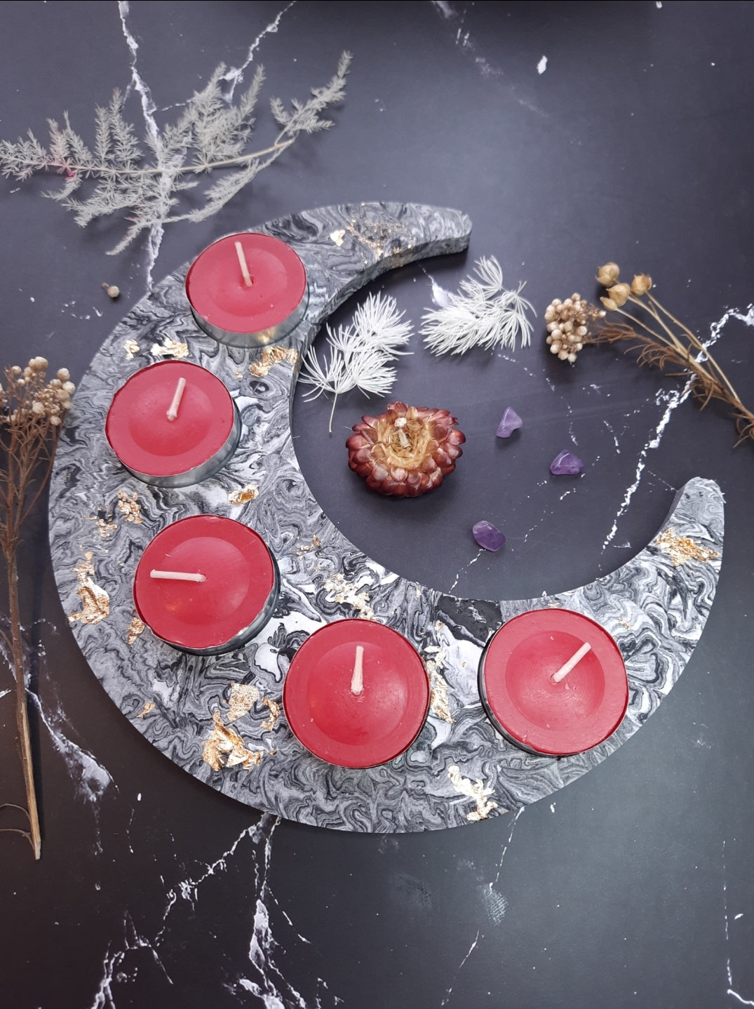 Crescent Moon Jesomite Tealight Candle Tray