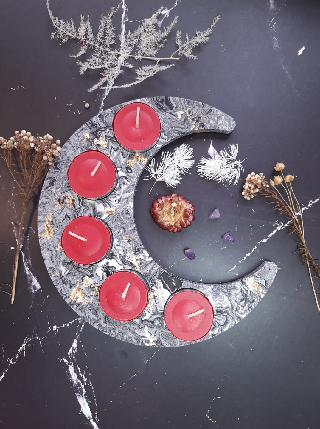 Crescent Moon Jesomite Tealight Candle Tray