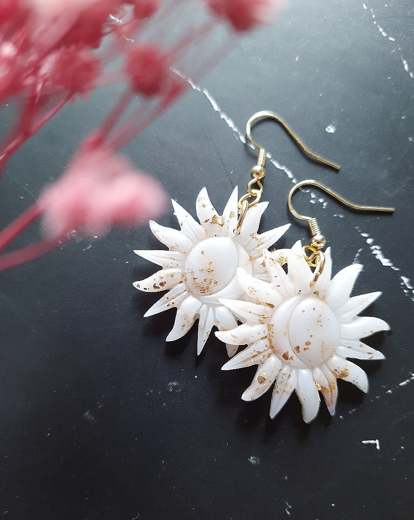 Celestial Sun Gold Leaf Earrings
