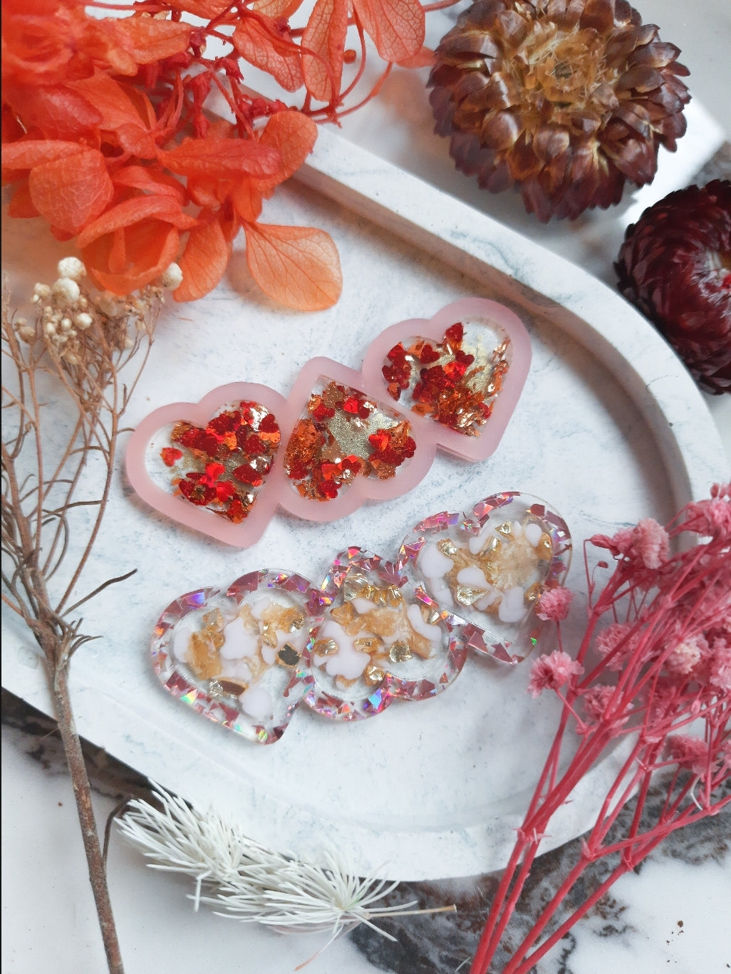 Heart Resin and Acrylic Hair Clip