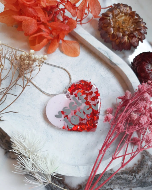Self Love Chunky Resin Pendant Necklace