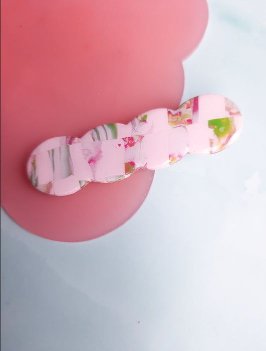 Spring Checkerboard Marble Hair Clip