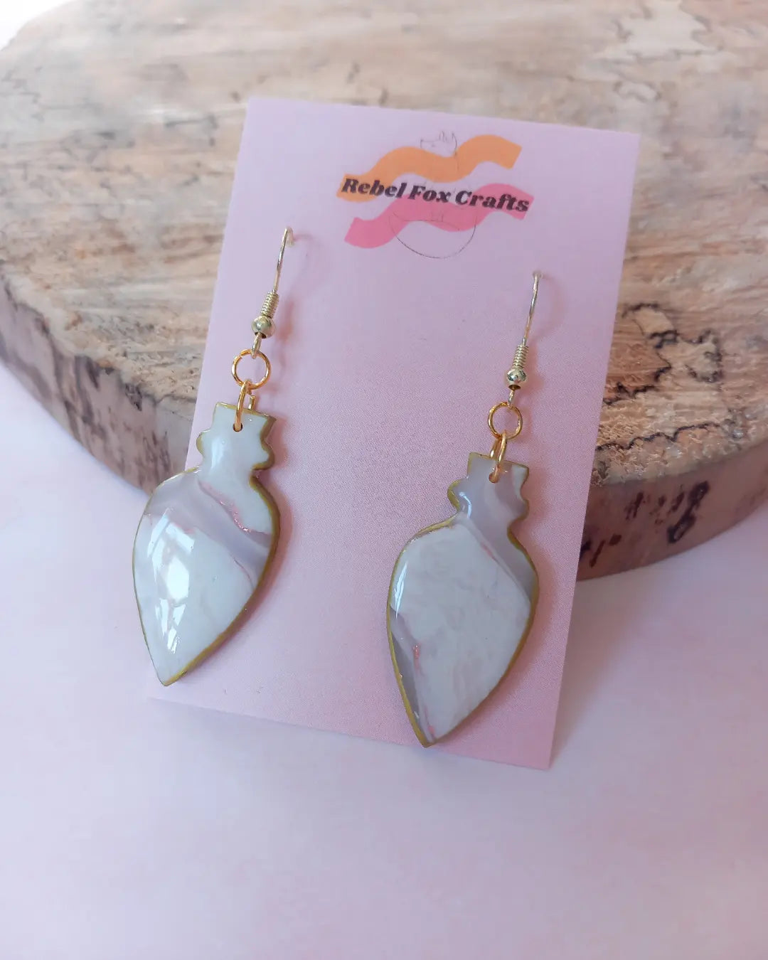 Faux Agate Marble Clay Potion Bottle Earrings