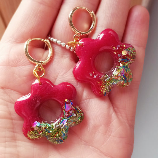 Festive Floral Huggie Hoops